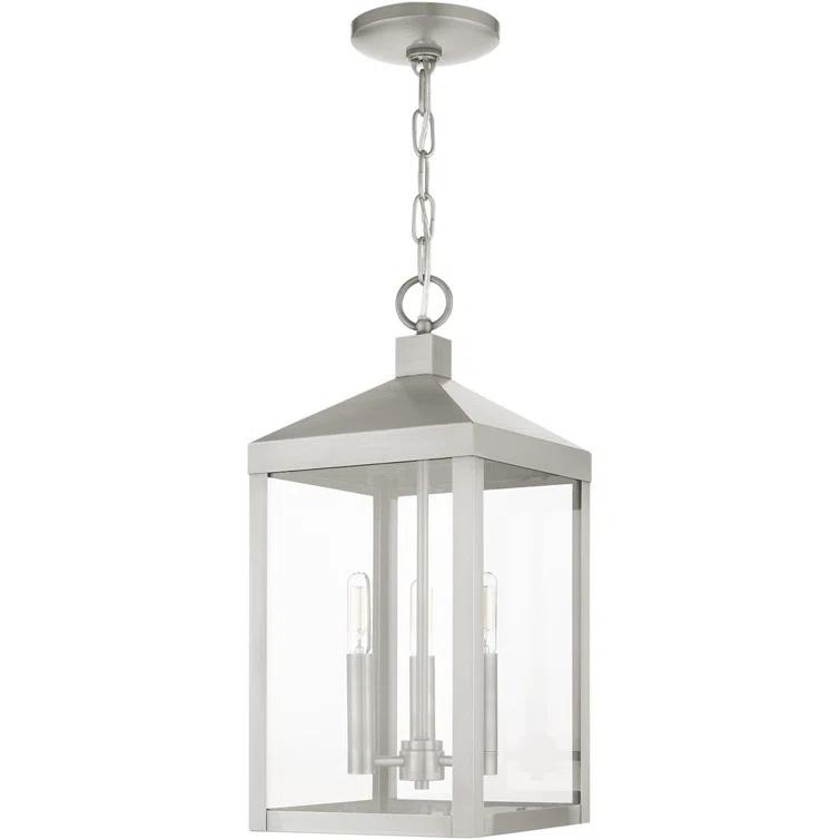 3 Light Outdoor Pendant Lantern with Clear Glass Shade