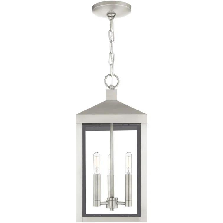 3 Light Outdoor Pendant Lantern with Clear Glass Shade