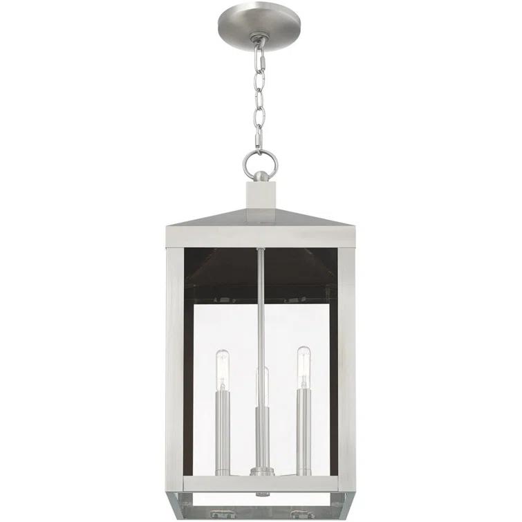 3 Light Outdoor Pendant Lantern with Clear Glass Shade