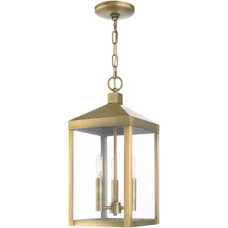 3 Light Outdoor Pendant Lantern with Clear Glass Shade