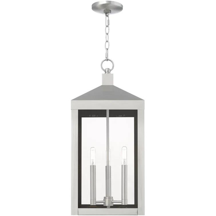 3 Light Outdoor Pendant Lantern with Clear Glass Shade