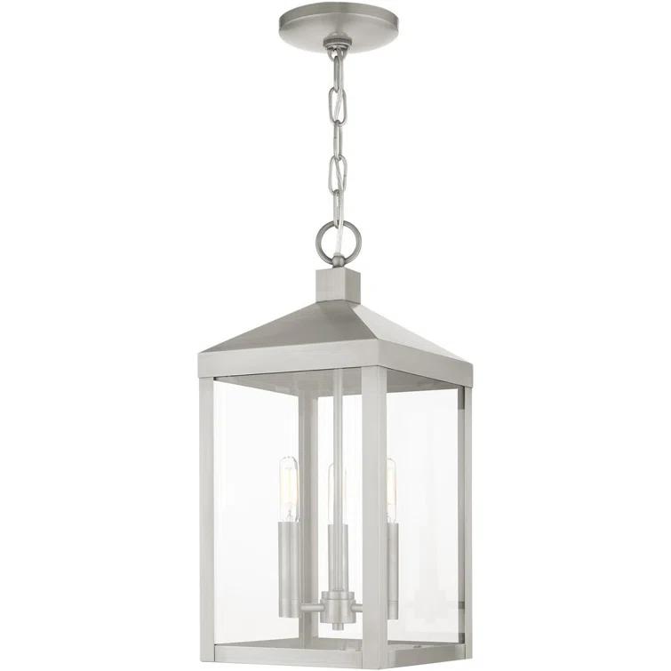 3 Light Outdoor Pendant Lantern with Clear Glass Shade