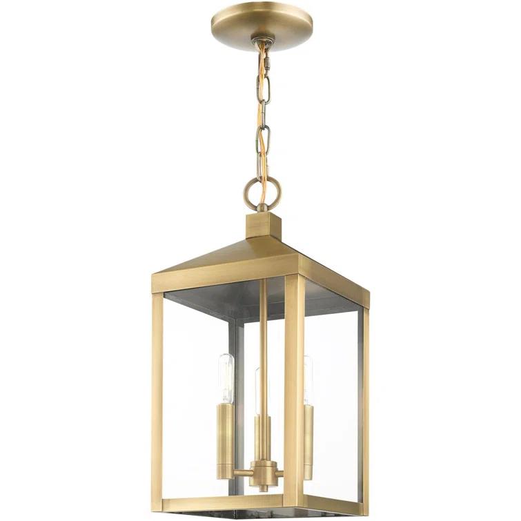 3 Light Outdoor Pendant Lantern with Clear Glass Shade