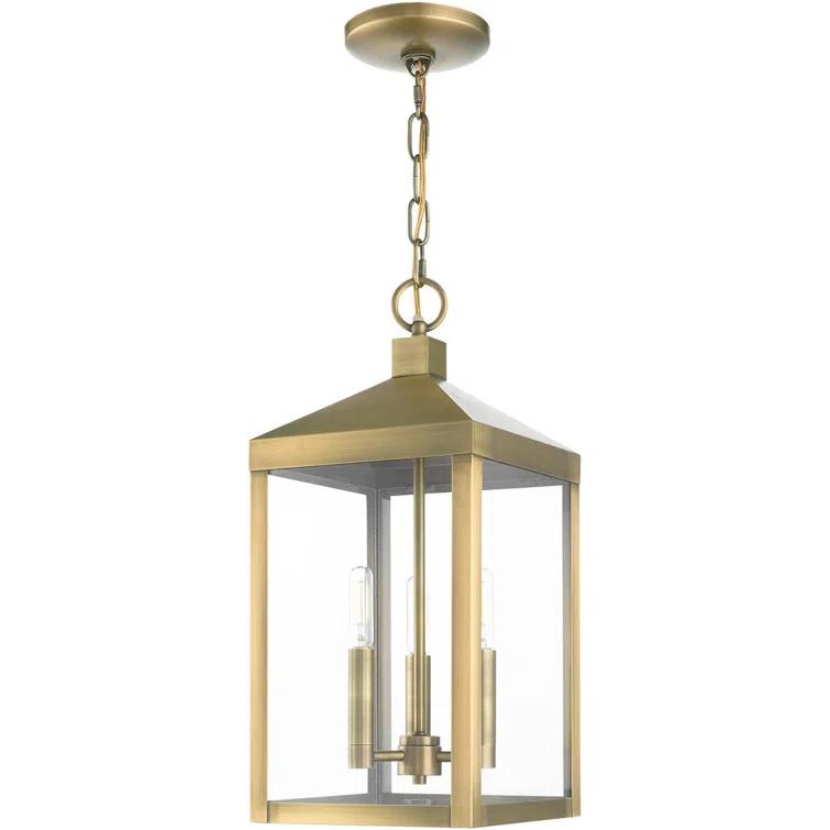 3 Light Outdoor Pendant Lantern with Clear Glass Shade