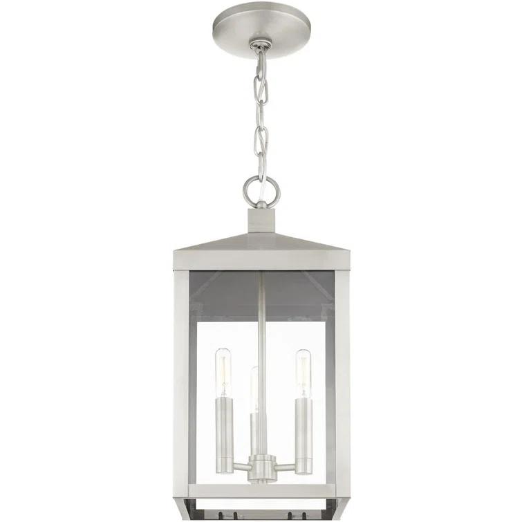 3 Light Outdoor Pendant Lantern with Clear Glass Shade