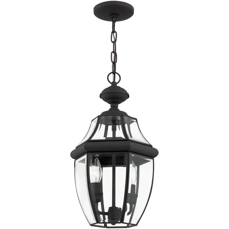 2 Light Outdoor Chain Lantern Pendant with Clear Glass Shade