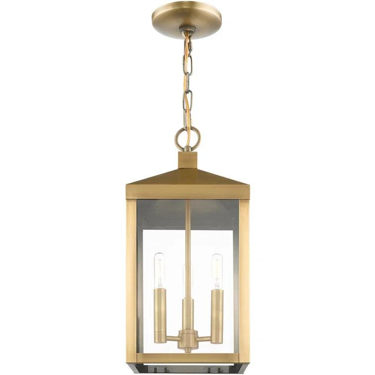 3 Light Outdoor Pendant Lantern with Clear Glass Shade