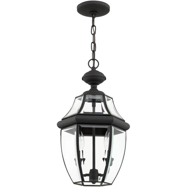 2 Light Outdoor Chain Lantern Pendant with Clear Glass Shade