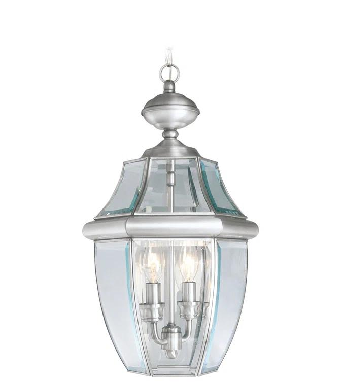 2 Light Outdoor Chain Lantern Pendant with Clear Glass Shade
