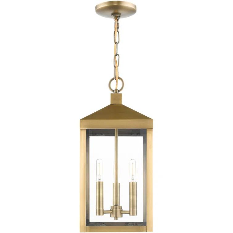 3 Light Outdoor Pendant Lantern with Clear Glass Shade