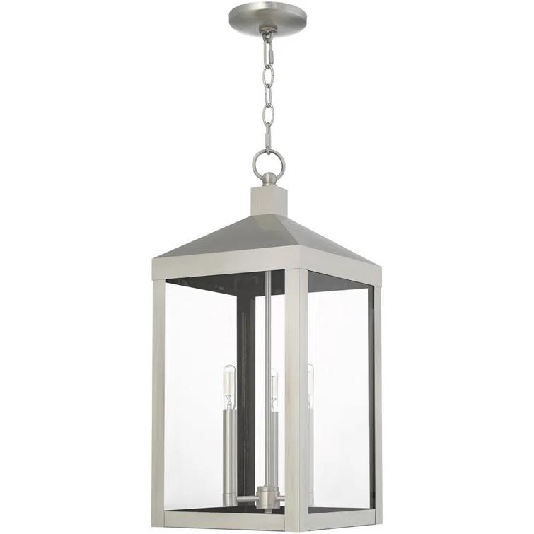 3 Light Outdoor Pendant Lantern with Clear Glass Shade