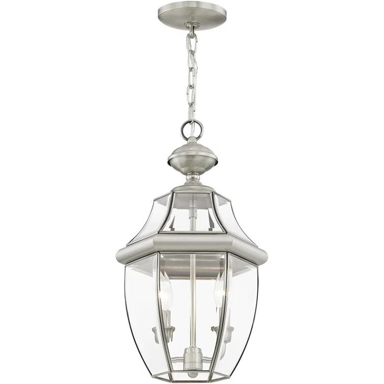 2 Light Outdoor Chain Lantern Pendant with Clear Glass Shade