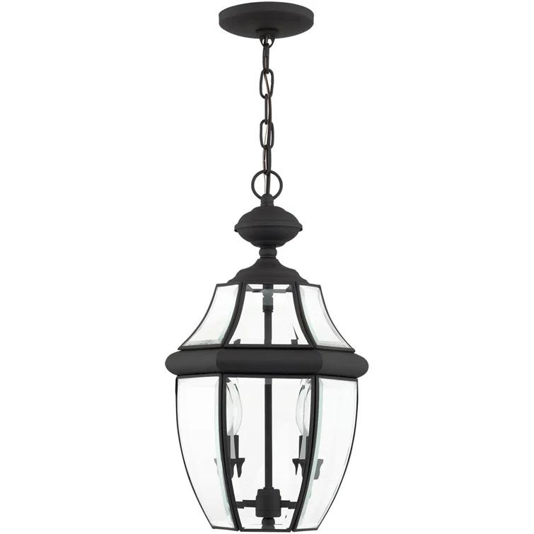 2 Light Outdoor Chain Lantern Pendant with Clear Glass Shade