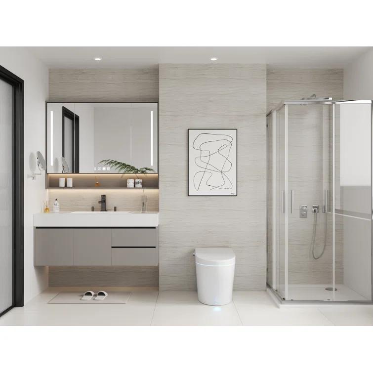 DeerValley Smart Toilet Elongated 1 Piece 1.28GPF  Fully Glazed Toilet with Heated Seat & Foot Kick Flush & Night Light DV-1S0029-V1