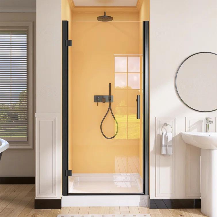 Pivot Shower Doors 36'' - 37.25'' W x 72'' H Door Frameless Pivot Shower Door with Tempered Glass