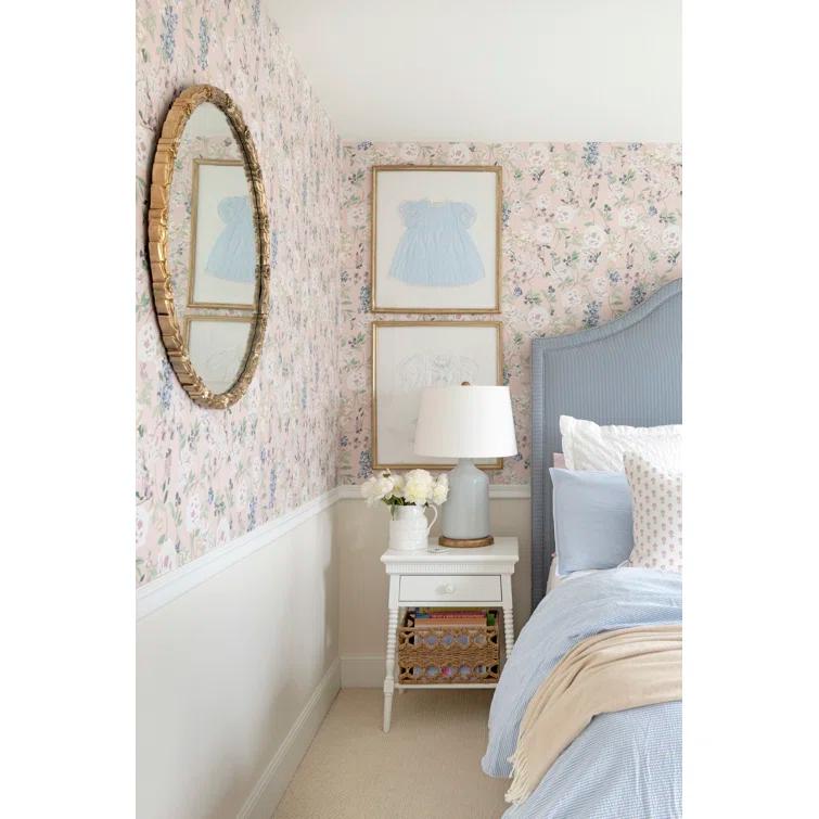 Round Gold Antique Wood Bathroom Mirror