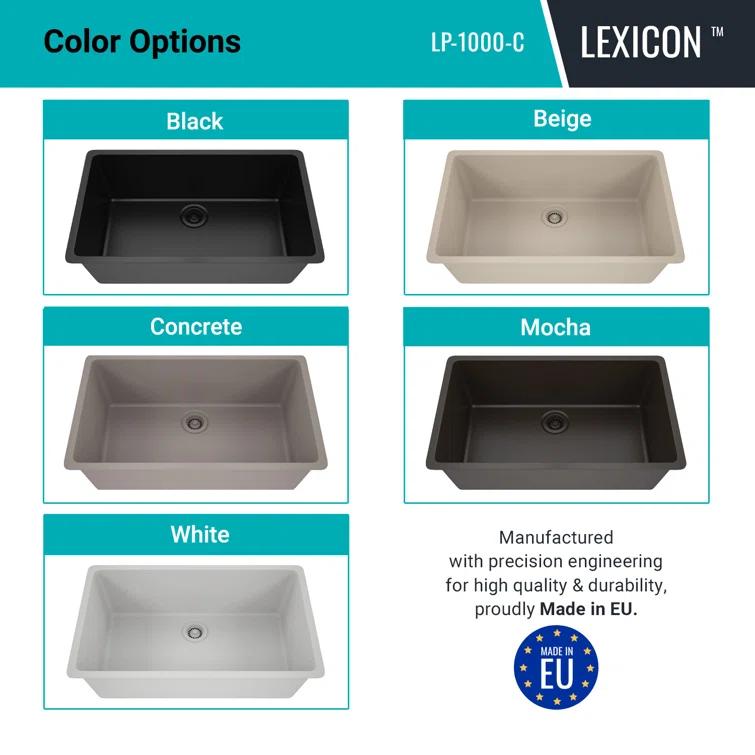 32" x 19" Quartz Kitchen Sink, Single Bowl Sink, Drop-in Sink, Undermount Sink, Granite Kitchen Sink, with Steel Grids and Basket Strainer, Disposal Flange