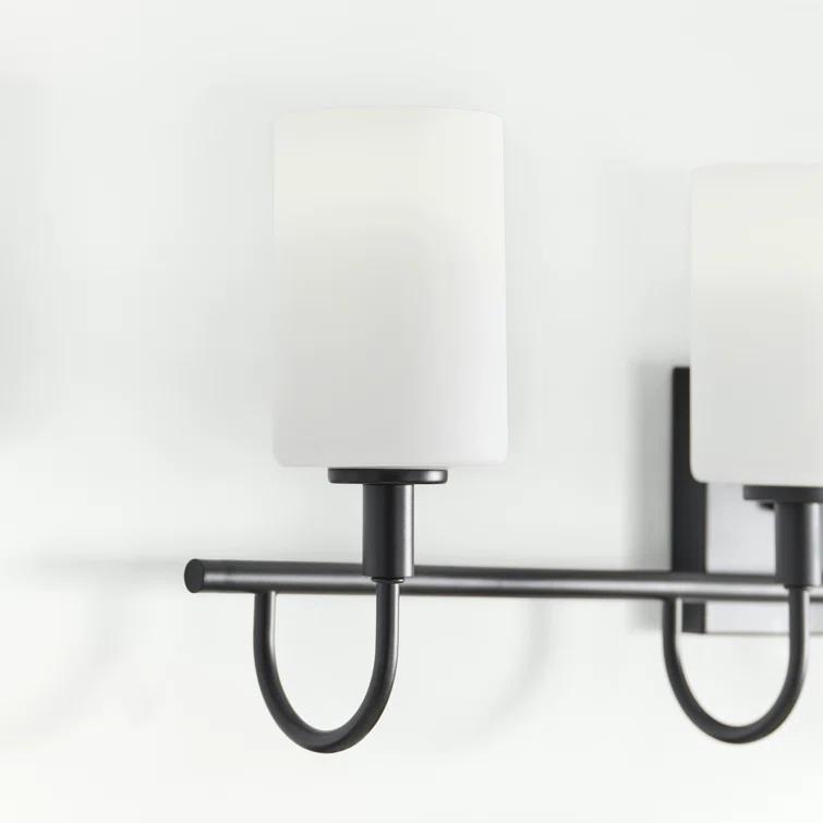 Alvin 4-Light Midnight Black Vanity with Etched White Glass
