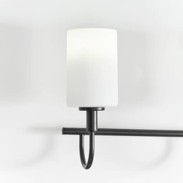 Alvin 4-Light Midnight Black Vanity with Etched White Glass