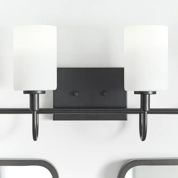 Alvin 4-Light Midnight Black Vanity with Etched White Glass