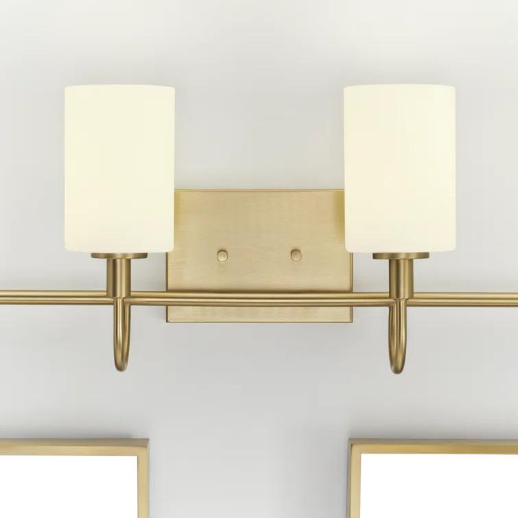 Alvin Modern Satin Brass 4-Light Vanity with Etched Glass