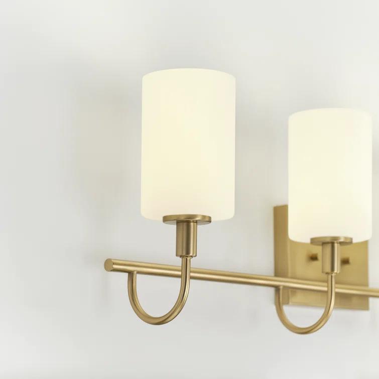 Alvin Modern Satin Brass 4-Light Vanity with Etched Glass