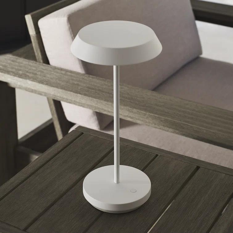 Matte White Cordless Touch LED Outdoor Table Lamp