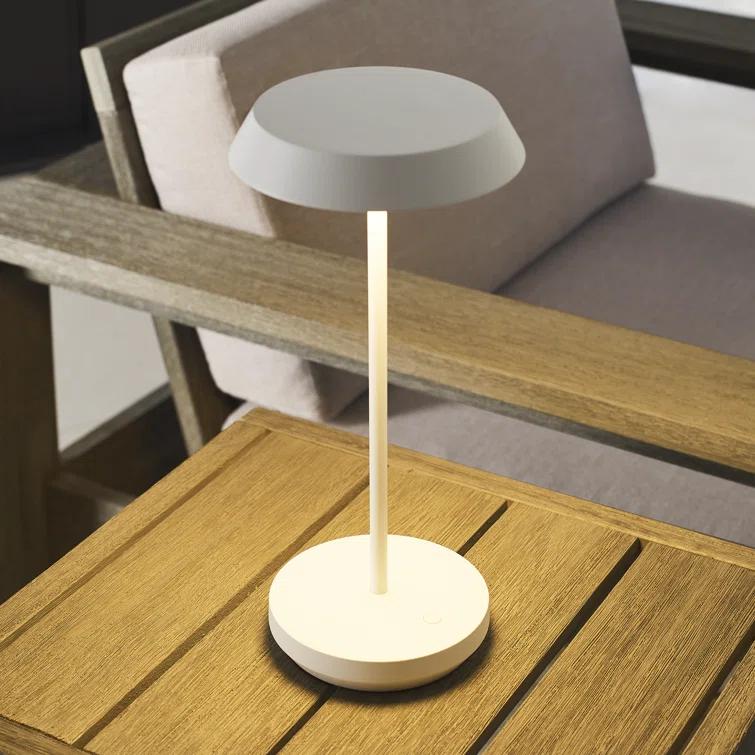 Matte White Cordless Touch LED Outdoor Table Lamp