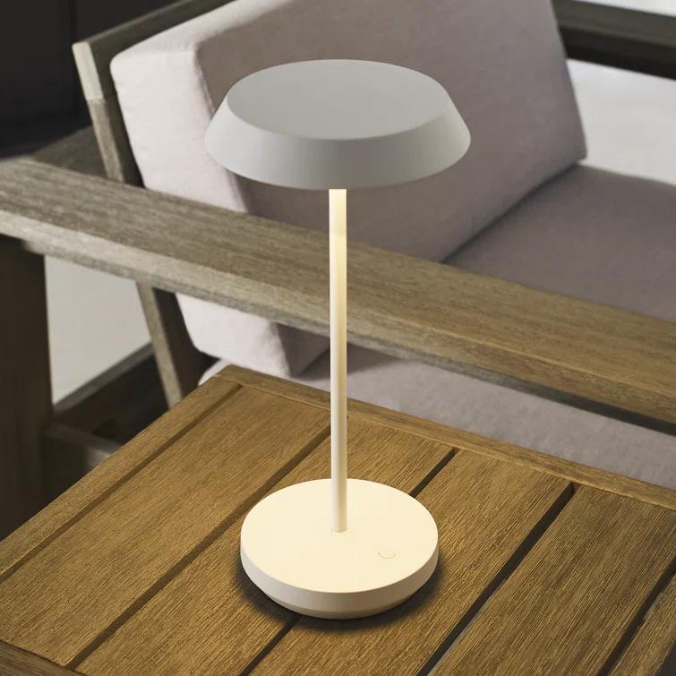Matte White Cordless Touch LED Outdoor Table Lamp