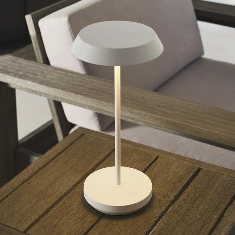Matte White Cordless Touch LED Outdoor Table Lamp