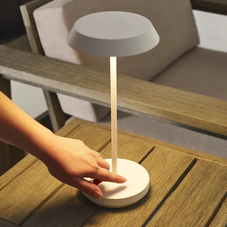 Matte White Cordless Touch LED Outdoor Table Lamp