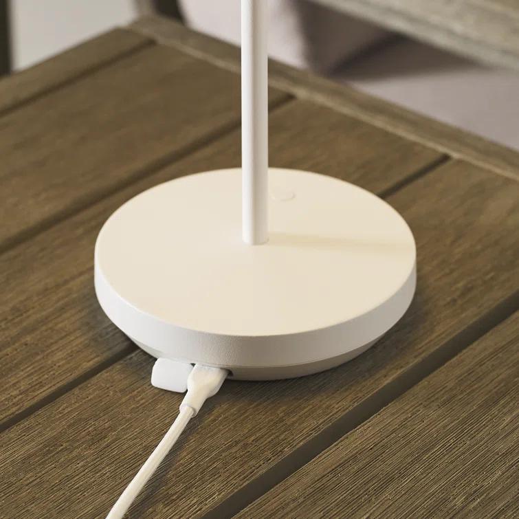 Matte White Cordless Touch LED Outdoor Table Lamp