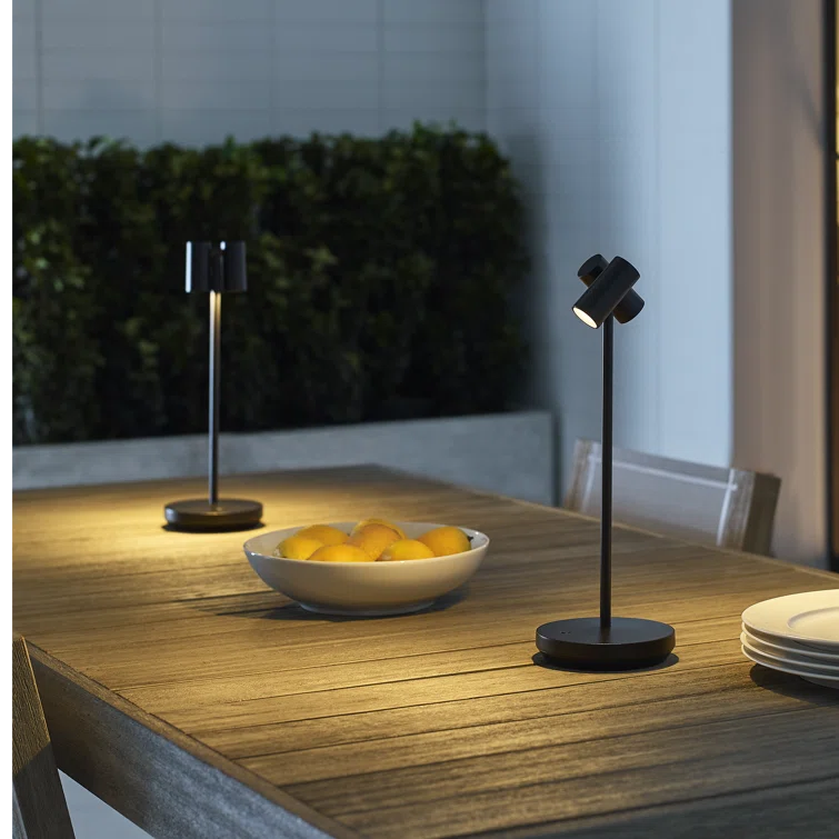 Black Adjustable Cordless Outdoor LED Table Lamp