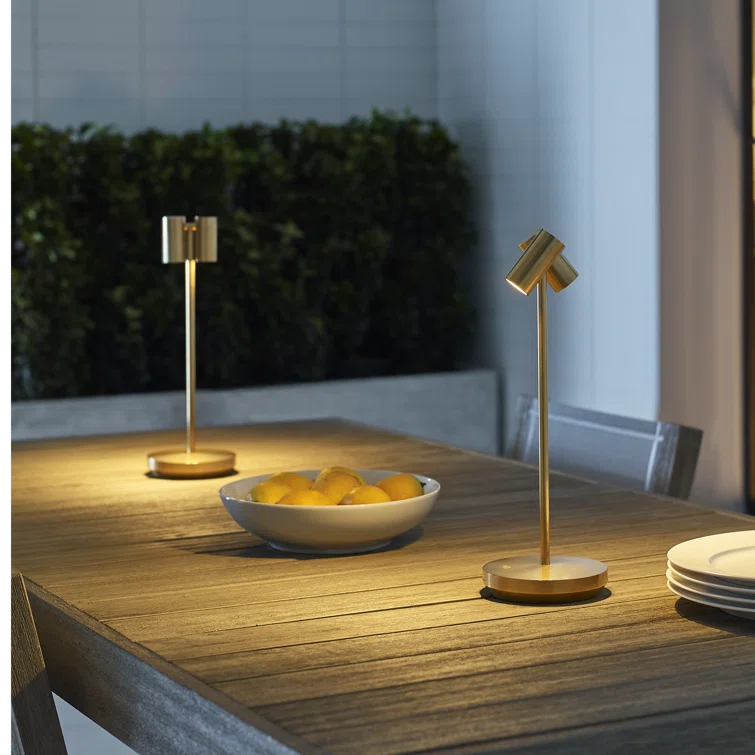 Natural Brass Adjustable Cordless Outdoor Table Lamp