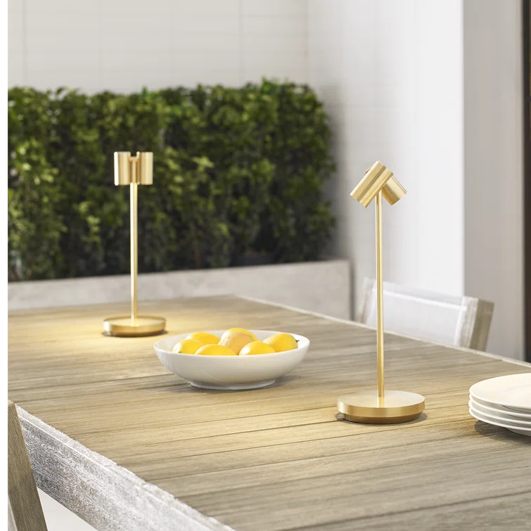 Natural Brass Adjustable Cordless Outdoor Table Lamp