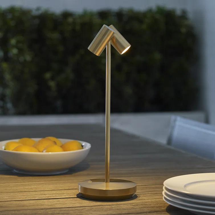 Natural Brass Adjustable Cordless Outdoor Table Lamp