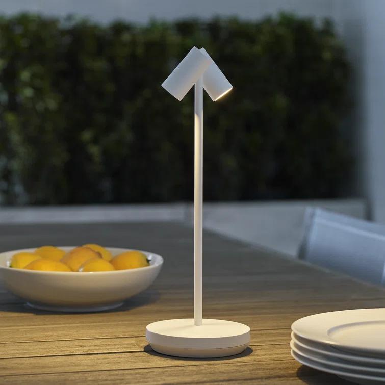 Matte White Adjustable Cordless Outdoor Table Lamp
