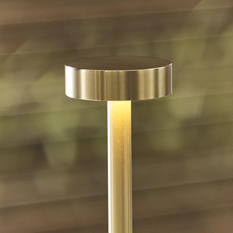 Natural Brass Cordless LED Table Lamp with Touch Dimmer