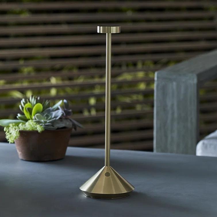 Natural Brass Cordless LED Table Lamp with Touch Dimmer