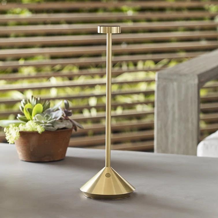 Natural Brass Cordless LED Table Lamp with Touch Dimmer