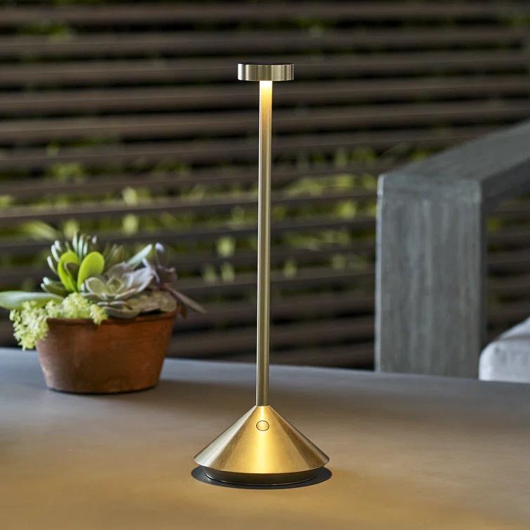 Natural Brass Cordless LED Table Lamp with Touch Dimmer