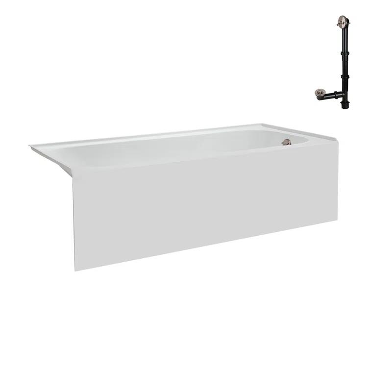 Streamline 60 in. x 30 in. Acrylic Right-Hand Drain Alcove Bathtub in Glossy White With External Drain