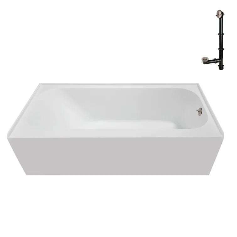 Streamline 60 in. x 30 in. Acrylic Right-Hand Drain Alcove Bathtub in Glossy White With External Drain