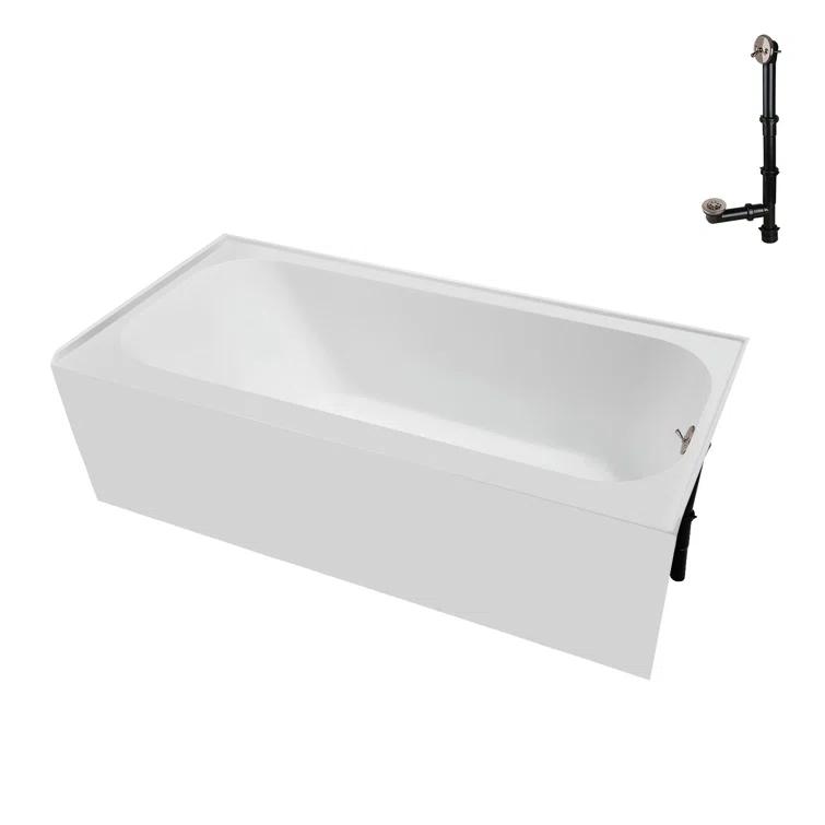 Streamline 60 in. x 30 in. Acrylic Right-Hand Drain Alcove Bathtub in Glossy White With External Drain