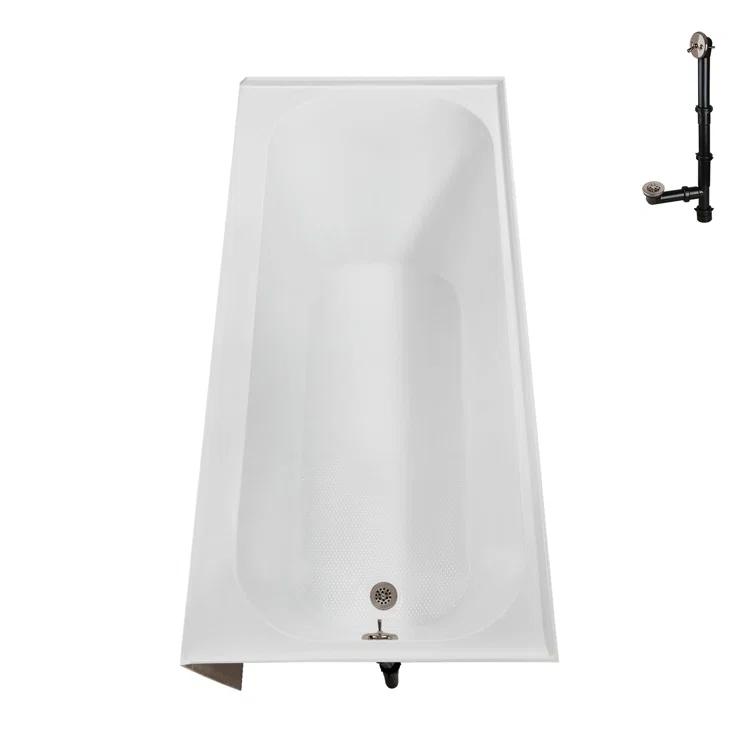 Streamline 60 in. x 30 in. Acrylic Right-Hand Drain Alcove Bathtub in Glossy White With External Drain