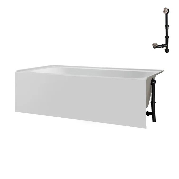 Streamline 60 in. x 30 in. Acrylic Right-Hand Drain Alcove Bathtub in Glossy White With External Drain