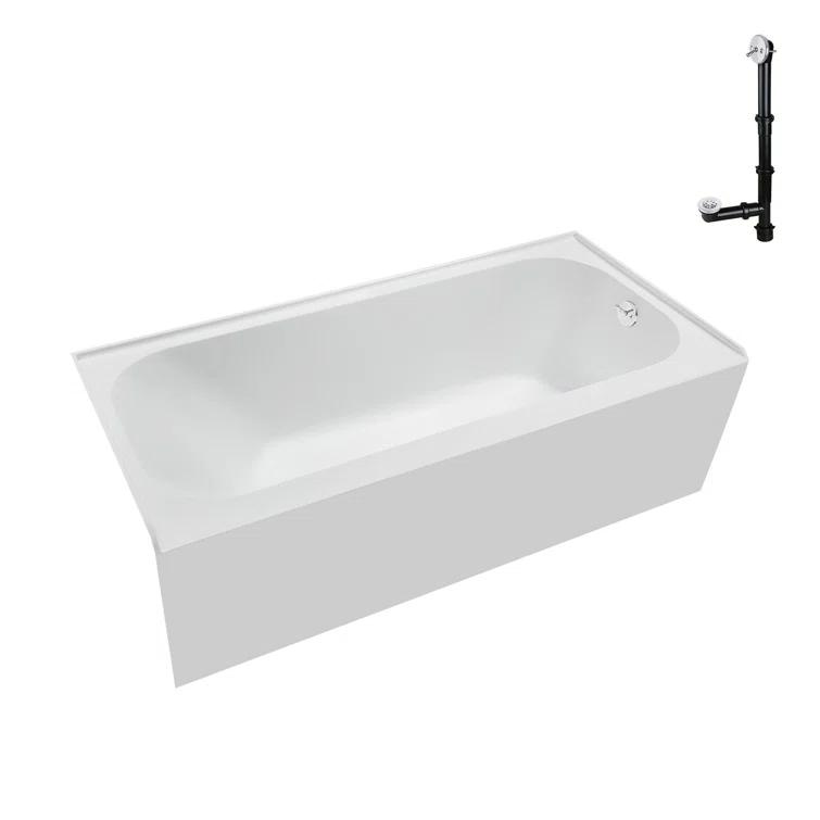 Streamline 60 in. x 30 in. Acrylic Right-Hand Drain Alcove Bathtub in Glossy White With External Drain