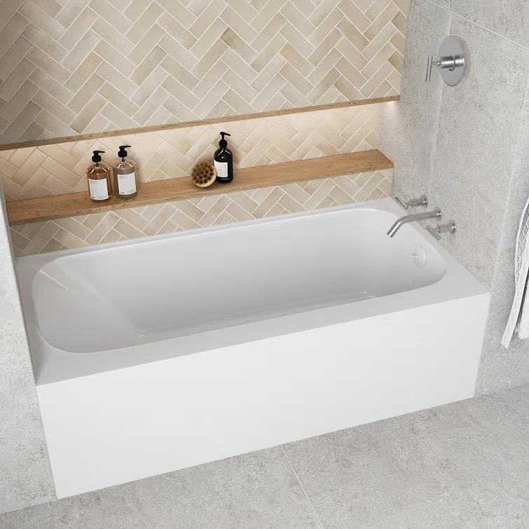 Streamline 60 in. x 30 in. Acrylic Right-Hand Drain Alcove Bathtub in Glossy White With External Drain