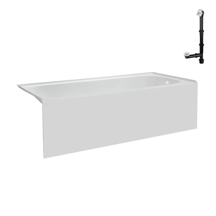 Streamline 60 in. x 30 in. Acrylic Right-Hand Drain Alcove Bathtub in Glossy White With External Drain
