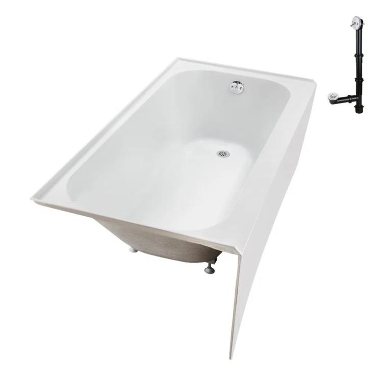 Streamline 60 in. x 30 in. Acrylic Right-Hand Drain Alcove Bathtub in Glossy White With External Drain